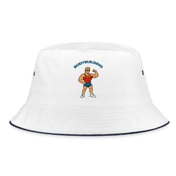 Bodybuilding Gym Cartoon - Bucket Hat - white/navy - Front
