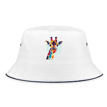 bunte Giraffe abstrakter Giraffen Kopf Motiv - Bucket Hat - Weiß/Navy - Vorne
