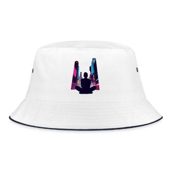 Zen in der Neonstadt - Bucket Hat - Weiß/Navy - Vorne