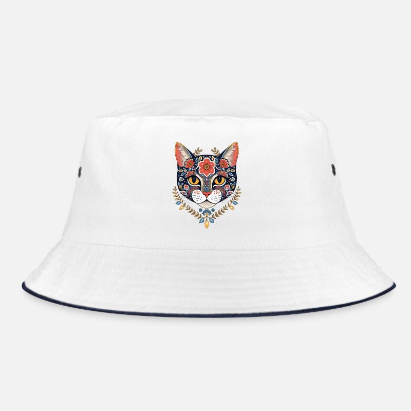 floraler Katzenkopf Kunstdesign Bucket Hat