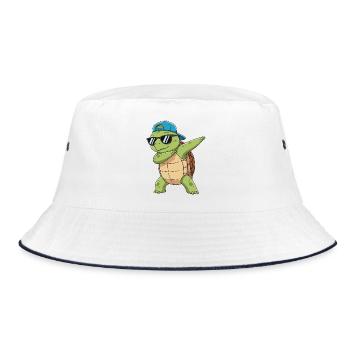 Cool Dabbing Turtle Sunglasses Cartoon Art - Bucket Hat - white/navy - Front