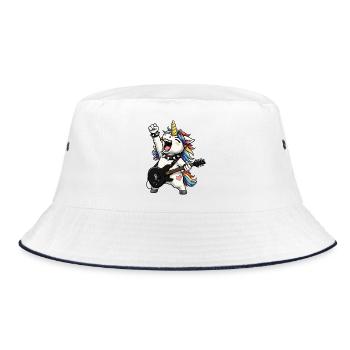 Regenbogen-Einhorn-Rocker - Bucket Hat - Weiß/Navy - Vorne