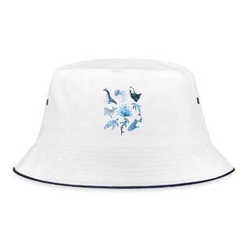 Ocean animals - Bucket Hat - Weiß/Navy - Vorne