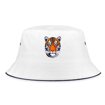 distinctive tiger face tiger head tiger motif - Bucket Hat - white/navy - Front