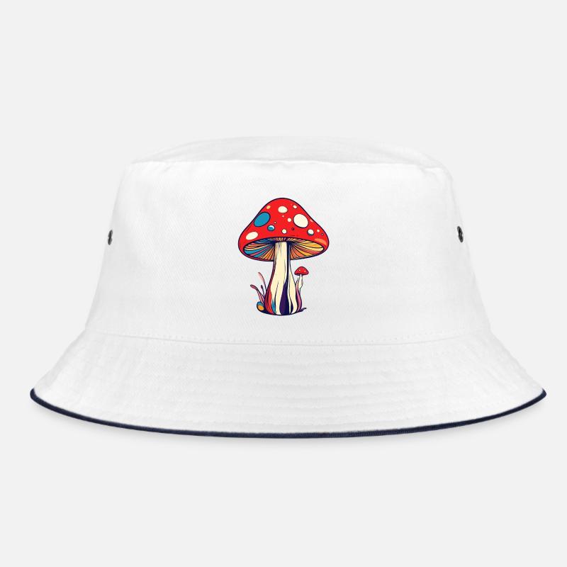 Colorful Flies Mushroom Psychedelic Pattern Mushrooms Bucket Hat