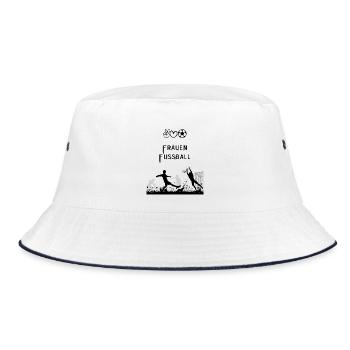 Fußballsilhouette vor dem Tor - Bucket Hat - Weiß/Navy - Vorne