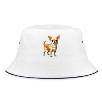 Fawn Chihuahua - Bucket Hat - Weiß/Navy - Vorne