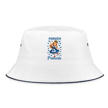 Prinzessin Finnland Blauer Schmetterling - Bucket Hat - Weiß/Navy - Vorne