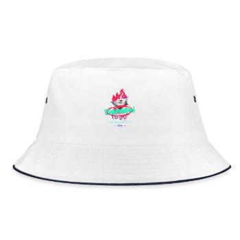 Neon Graffiti Bust Collage - Bucket Hat - white/navy - Front