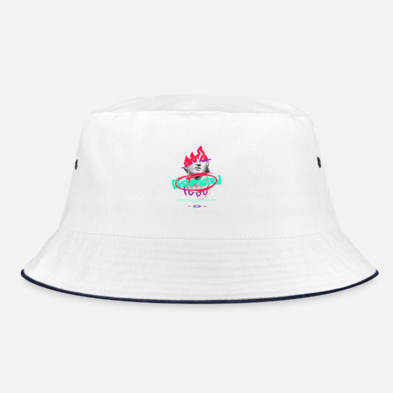 Neon Graffiti Bust Collage - Bucket Hat - white/navy