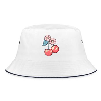 Illustration de charme en fleurs de cerisier - Bob - blanc/marine - Devant