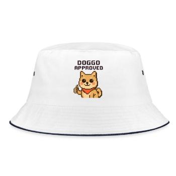 Doggo Approved – Pixel-Shiba mit Bandana - Bucket Hat - Weiß/Navy - Vorne