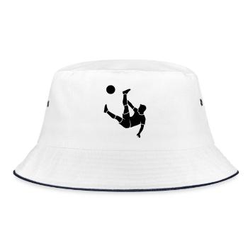 Fallrückzieher Fußball Torjäger Vektor - Bucket Hat - Weiß/Navy - Vorne