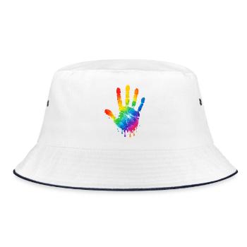 Colorful Handprint Watercolor Design - Bucket Hat - white/navy - Front