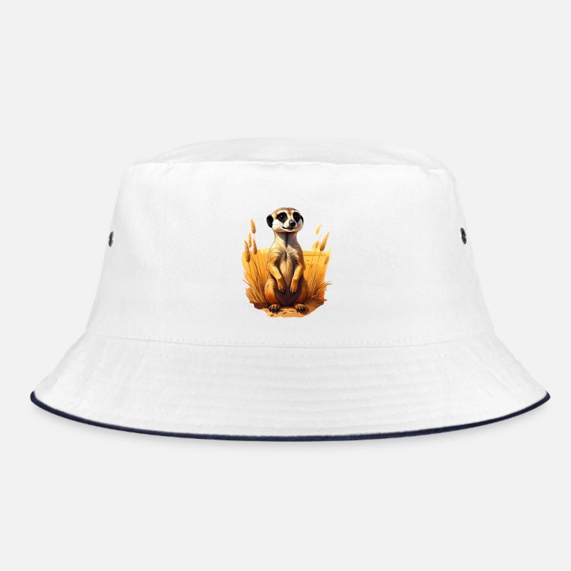 Ein Erdmännchen in der Savanne - Bucket Hat - Weiß/Navy