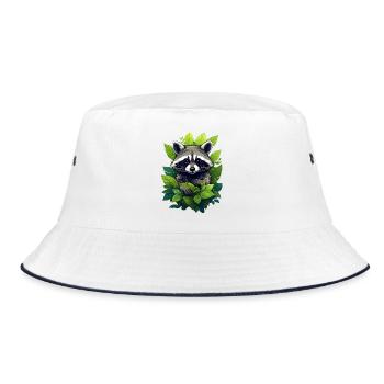 Raccoon in the forest - Bucket Hat - white/navy - Front