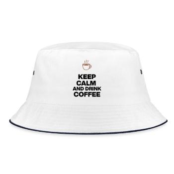 KEEP CALM AND DRINK COFFEE, KAFFEE JUNKIE GESCHENK - Bucket Hat - Weiß/Navy - Vorne