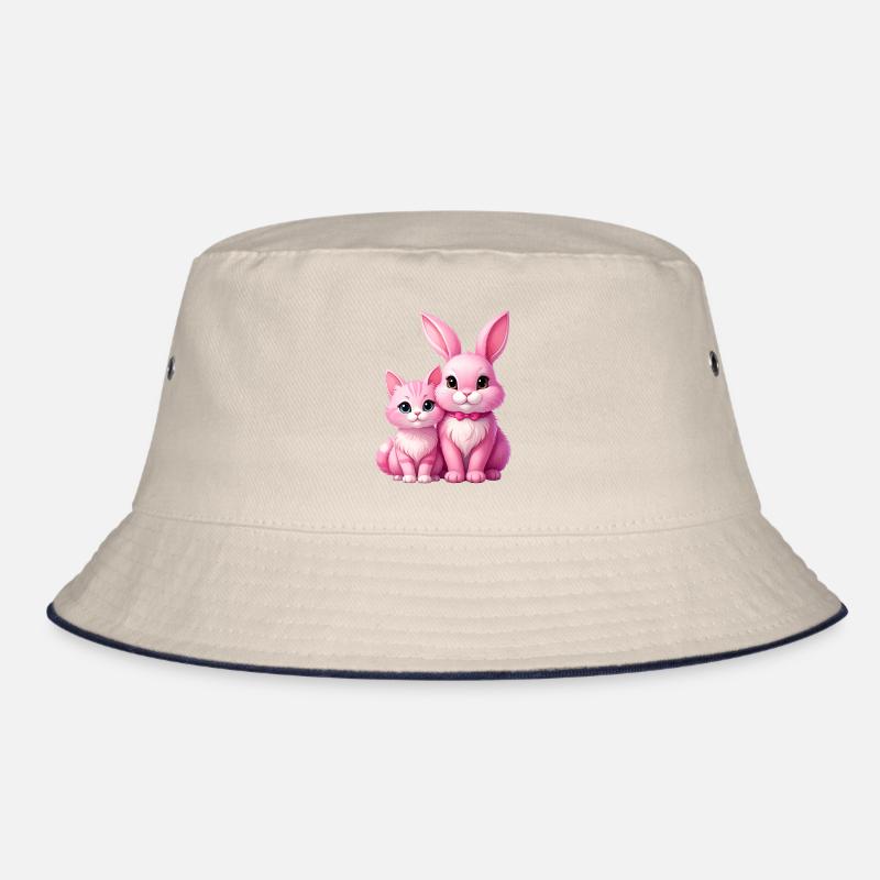 Le lapin rose et le chat comme peluches Bob