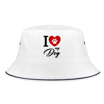 I love my Dog - Bucket Hat - white/navy - Front