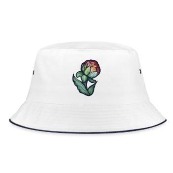Watercolor Peony Bloom - Bucket Hat - white/navy - Front
