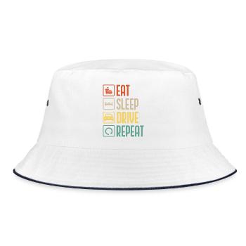 Eat, Sleep, Drive, Repeat - Bucket Hat - white/navy - Front