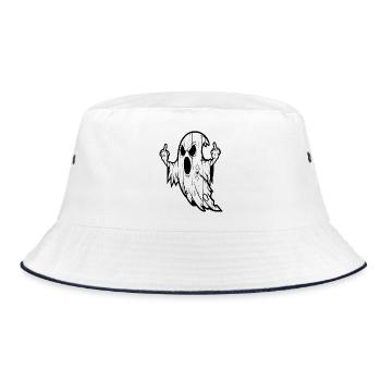 Gotisches Geisterzeichen der Rebellion - Bucket Hat - Weiß/Navy - Vorne