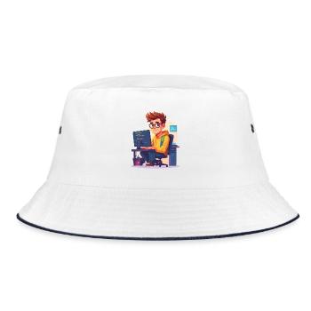 Programmierer oder Nerd - Bucket Hat - Weiß/Navy - Vorne
