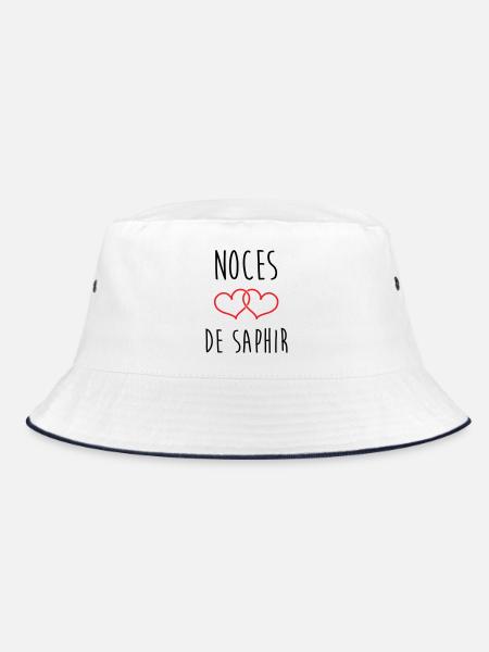 Sapphire Wedding 16 Years of Marriage - Bucket Hat - white/navy - Front