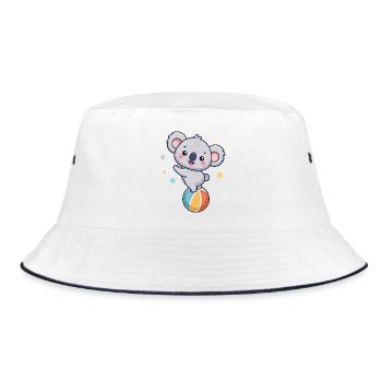 Koala-Jongleur auf bunter Ballon - Bucket Hat - Weiß/Navy - Vorne