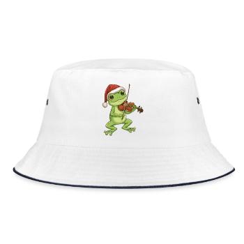 Weihnachtsfrosch-Tier spielt Geigenkunst - Bucket Hat - Weiß/Navy - Vorne