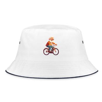 Opa fährt Fahrrad - Bucket Hat - Weiß/Navy - Vorne