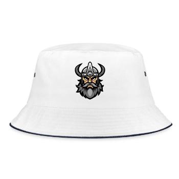 Wikinger Kopf Valhalla - Bucket Hat - Weiß/Navy - Vorne