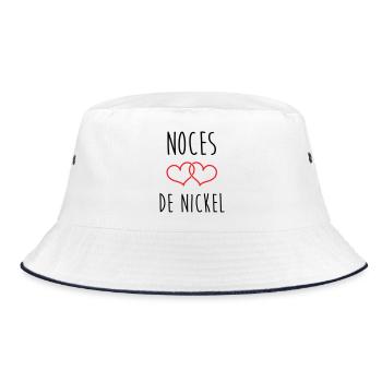 Nickel-Hochzeit 28 Jahre Glück und Liebe - Bucket Hat - Weiß/Navy - Vorne