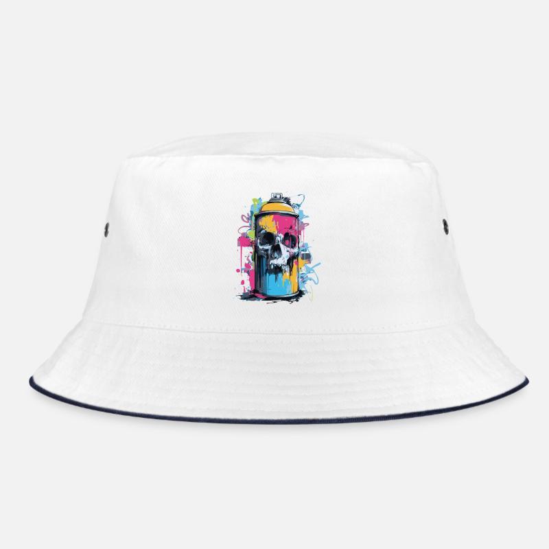 Skull Graffiti Spray Can Bucket Hat