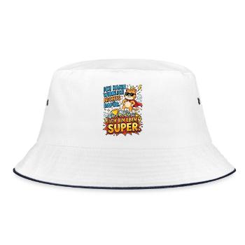 Katzenheld: Ich bin eben Super - Bucket Hat - Weiß/Navy - Vorne