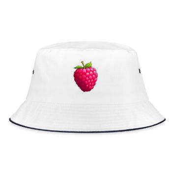 Himbeere - Bucket Hat - Weiß/Navy - Vorne