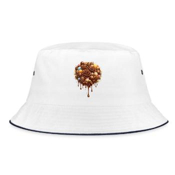 Schokoladenstrauß mit Pralinen Illustration - Bucket Hat - Weiß/Navy - Vorne