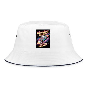 Monday Escape Sloth in Rocket - Bucket Hat - white/navy - Front