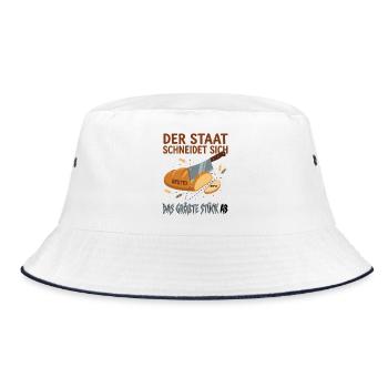 Der Staat Schneidet Sich Das Größte Stück Ab - Bucket Hat - Weiß/Navy - Vorne