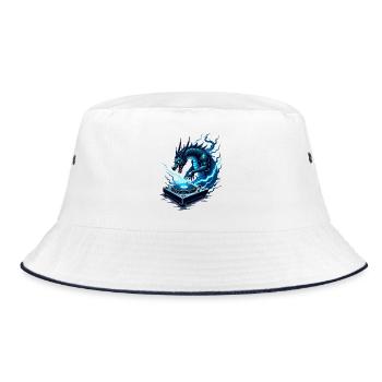 Blaues Drachen-DJ Kraft - Bucket Hat - Weiß/Navy - Vorne
