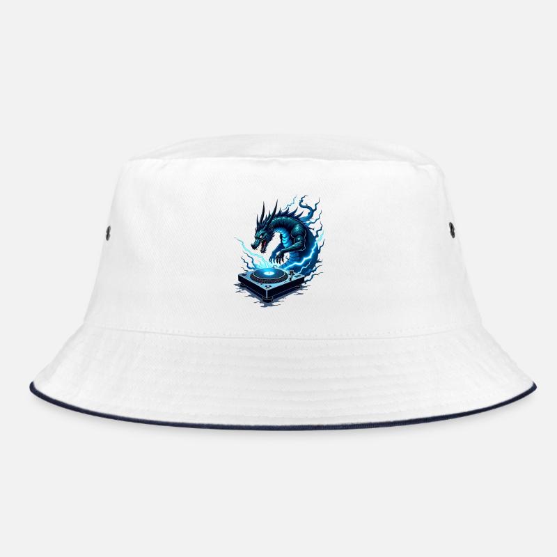 Blaues Drachen-DJ Kraft - Bucket Hat - Weiß/Navy