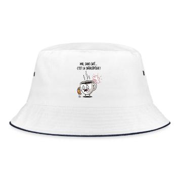 Koffein-Krise-Tassen-Cartoon - Bucket Hat - Weiß/Navy - Vorne