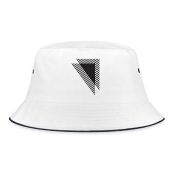 Diagonal Geometric Stripes in Black - Bucket Hat - white/navy - Front