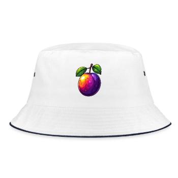 Plum - Bucket Hat - white/navy - Front