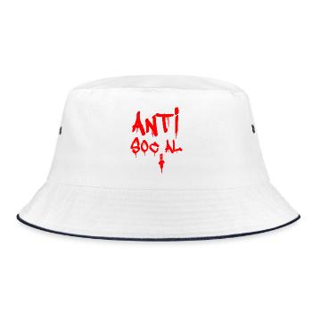 ANTISOCIAL! - Bucket Hat - white/navy - Front