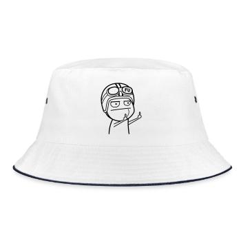 FU Meme with moped helmet (color changeable) - Bucket Hat - white/navy - Front