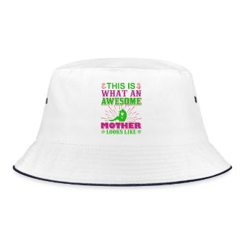 Tolles lustiges Muttertagsgeschenk - Bucket Hat - Weiß/Navy - Vorne