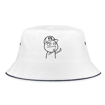FU Meme with baseball cap (color changeable) - Bucket Hat - white/navy - Front