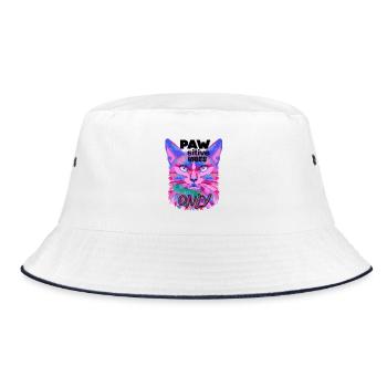 Sigura design PAW Positive Vibes Cat - Bucket Hat - Weiß/Navy - Vorne