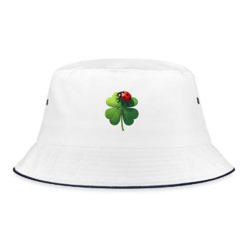 Ladybug on shamrock brings good luck - Bucket Hat - white/navy - Front